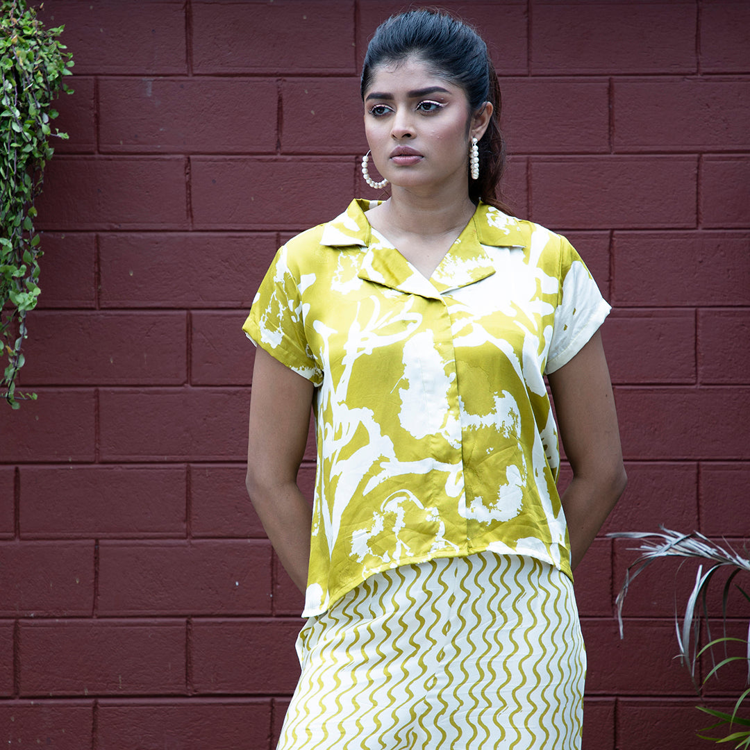 Green printed coordset
