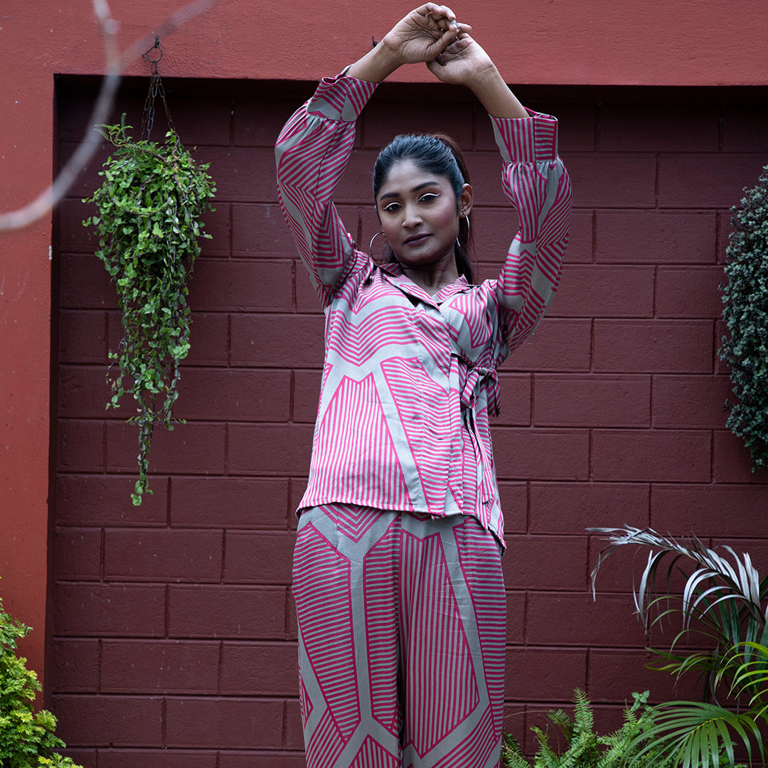 Pink printed coordset