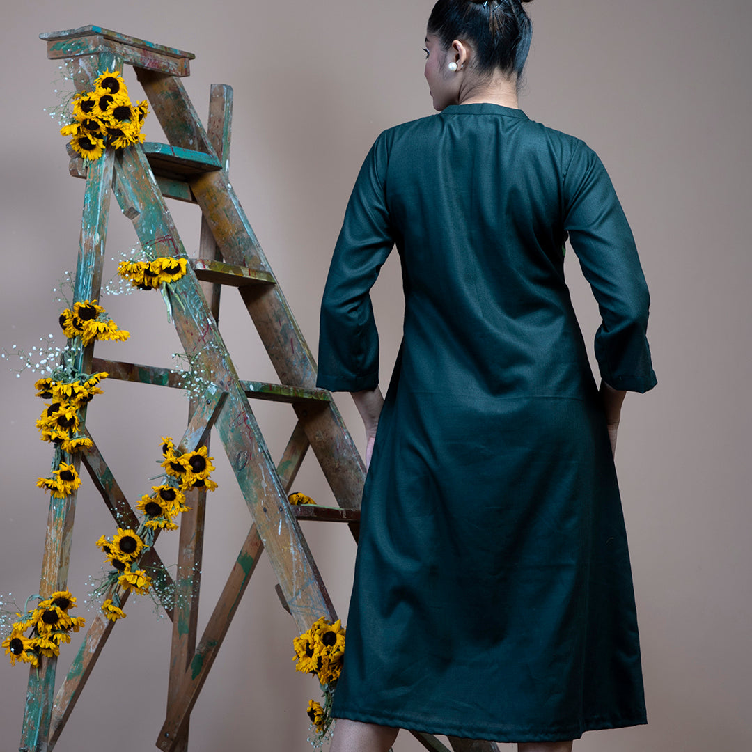 Green embroidery dress