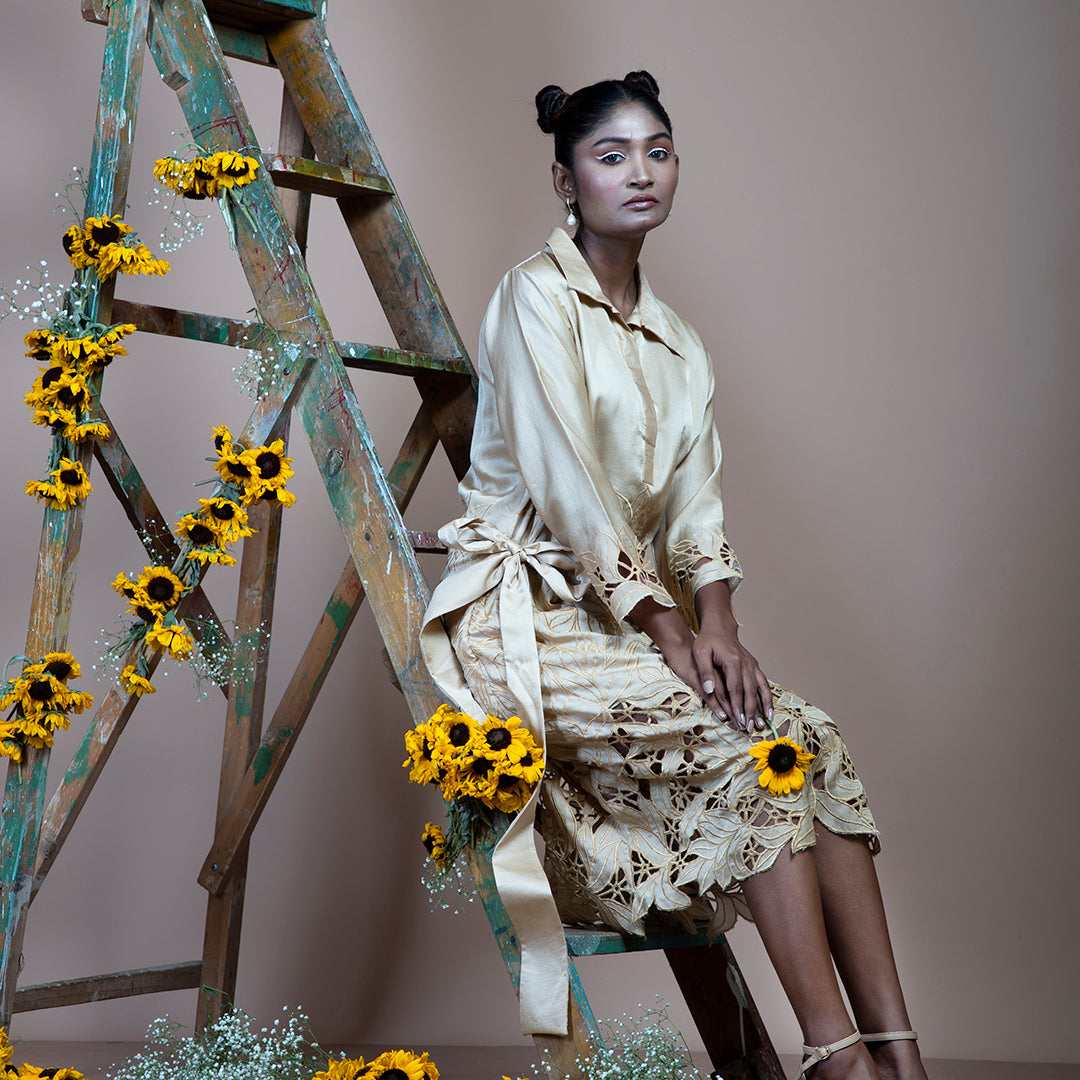 Golden cutwork dress