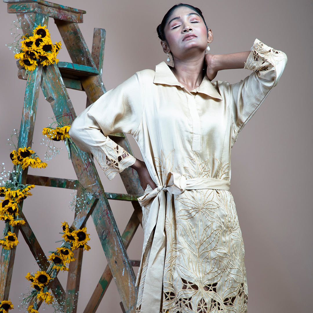Golden cutwork dress