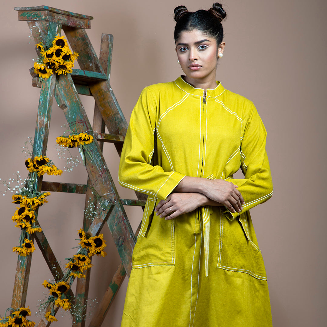 Green anchor cotton dress