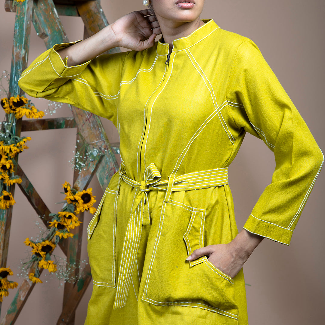 Green anchor cotton dress