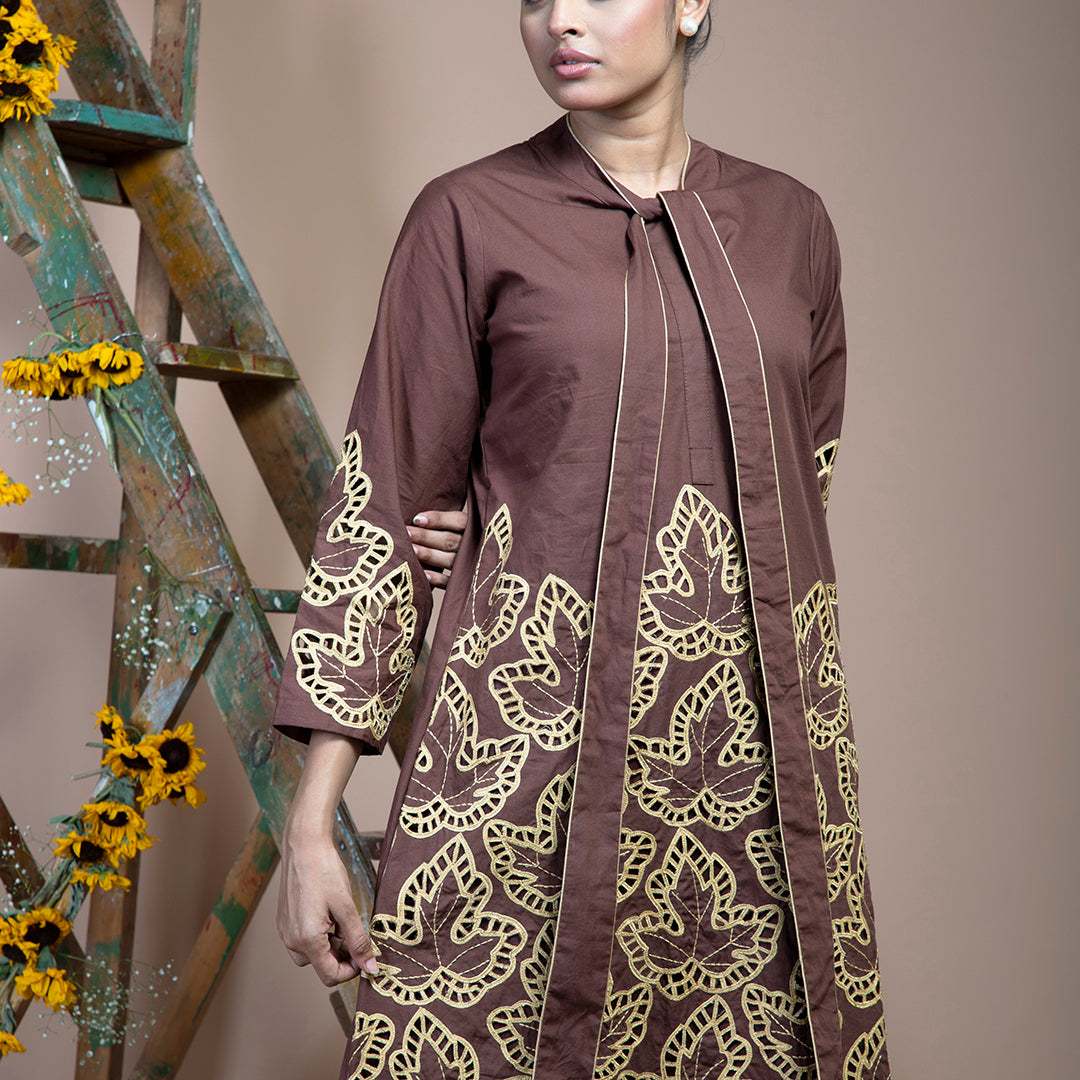 Brown cutwork dress