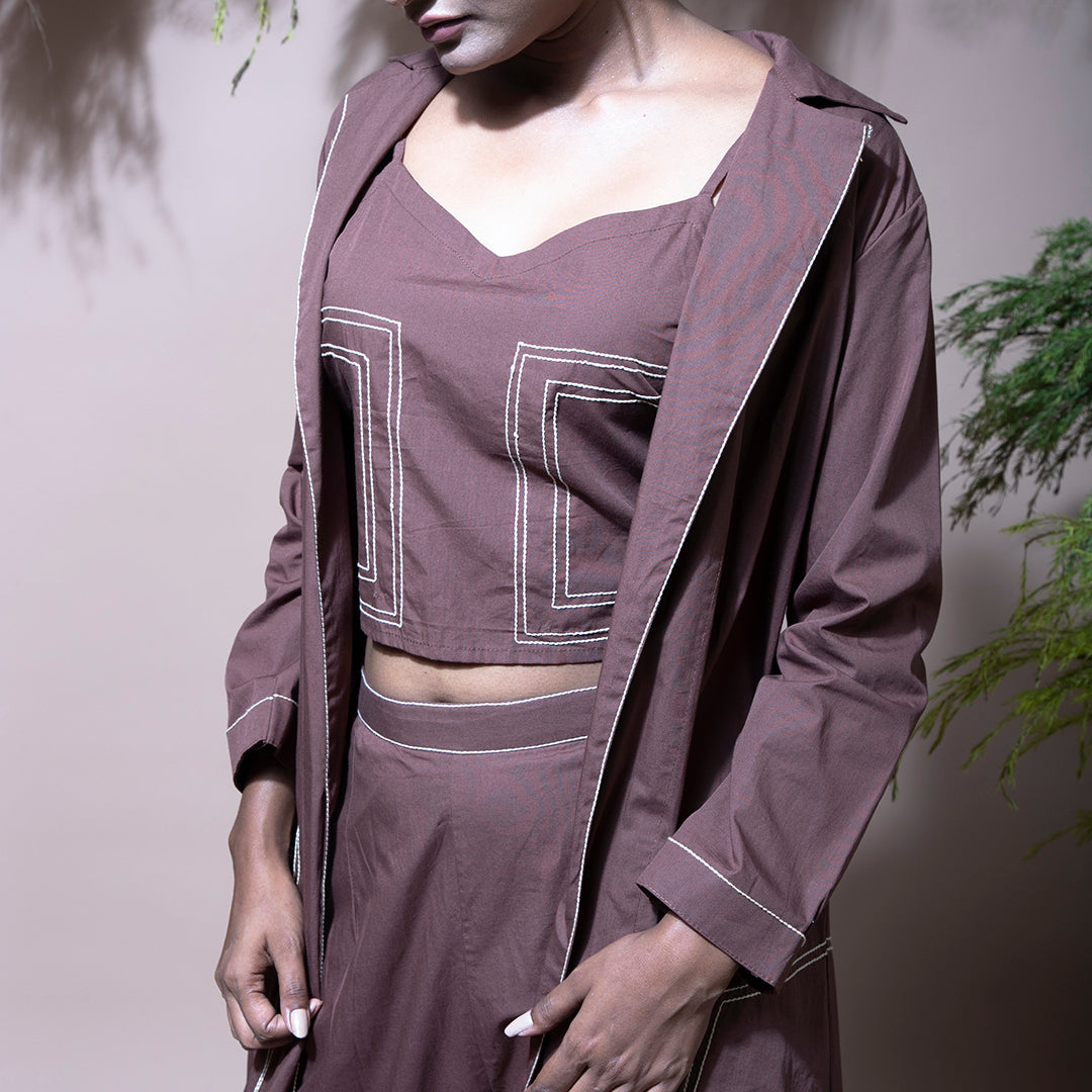 Brown coordset with jacket