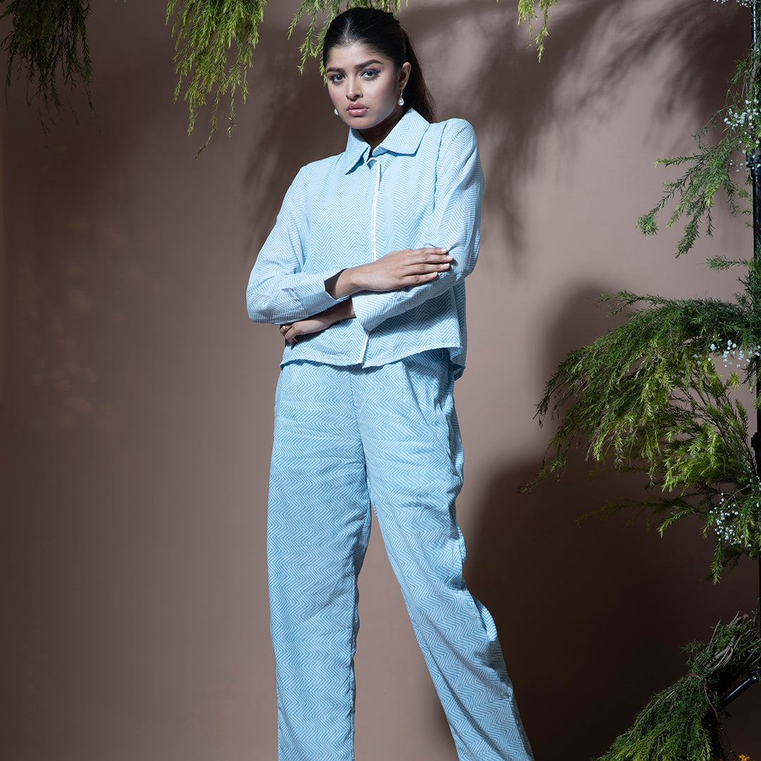 Blue printed coordset