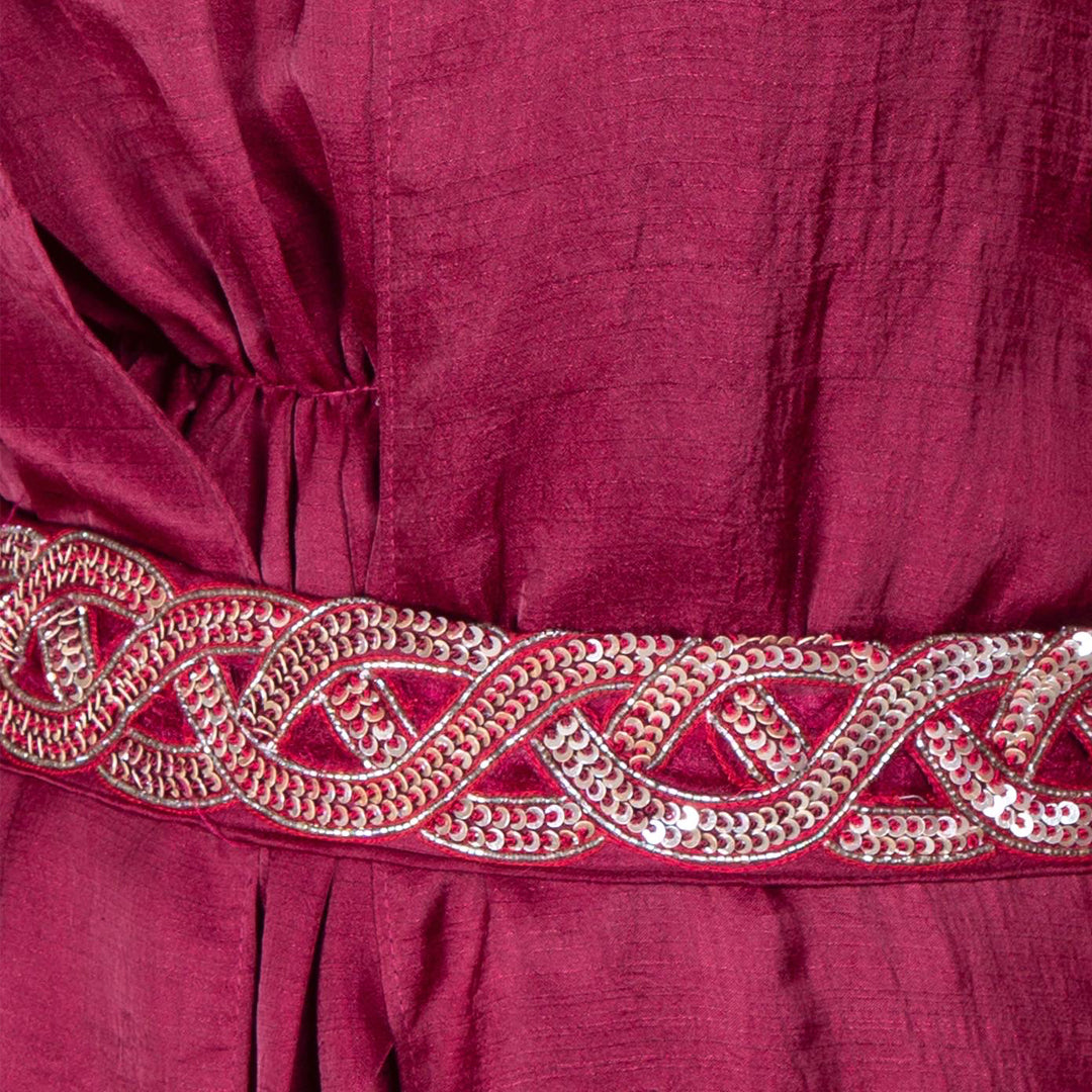 Full length party dress with hand embroidery