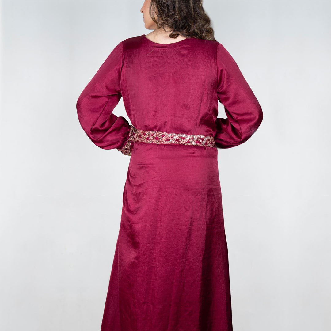 Full length party dress with hand embroidery