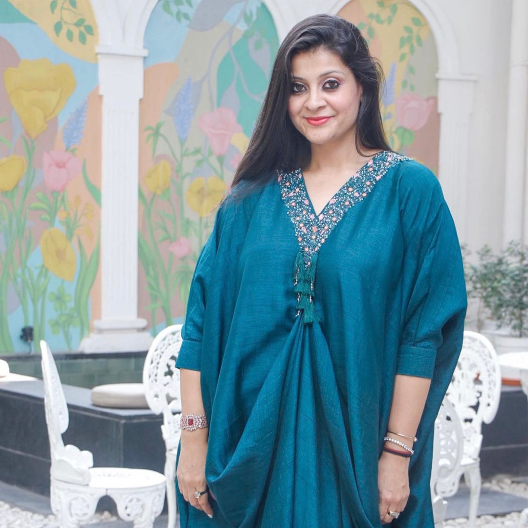 Hand embellished kaftaan dress