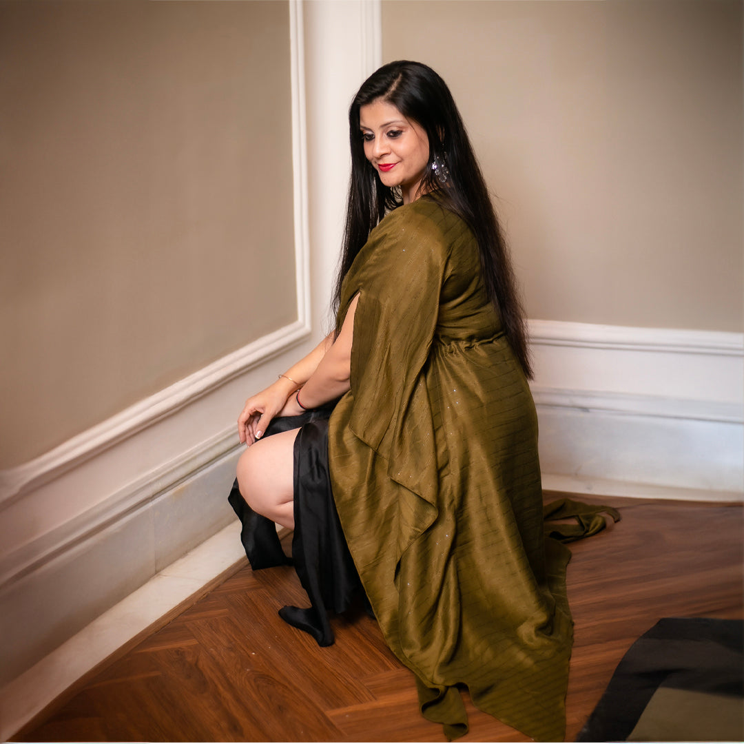 High low dress with cape