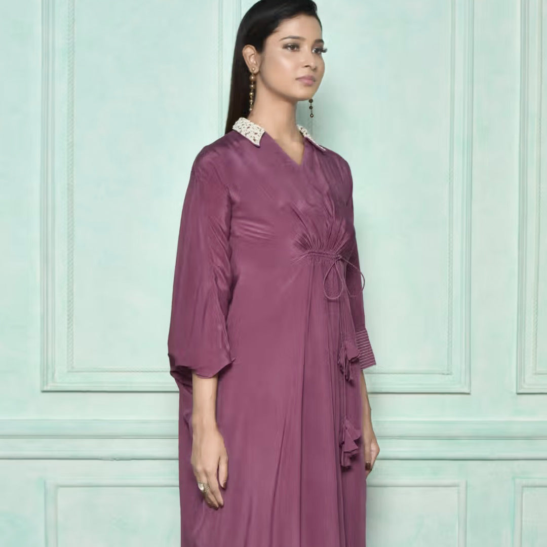 High low dress with embellished collarhigh low dress with embellished collar