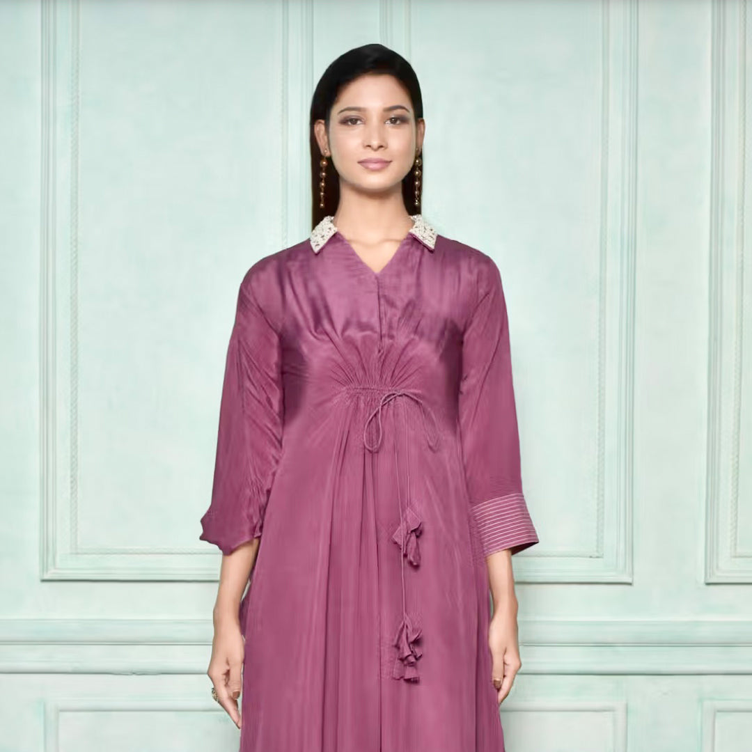 High low dress with embellished collarhigh low dress with embellished collar