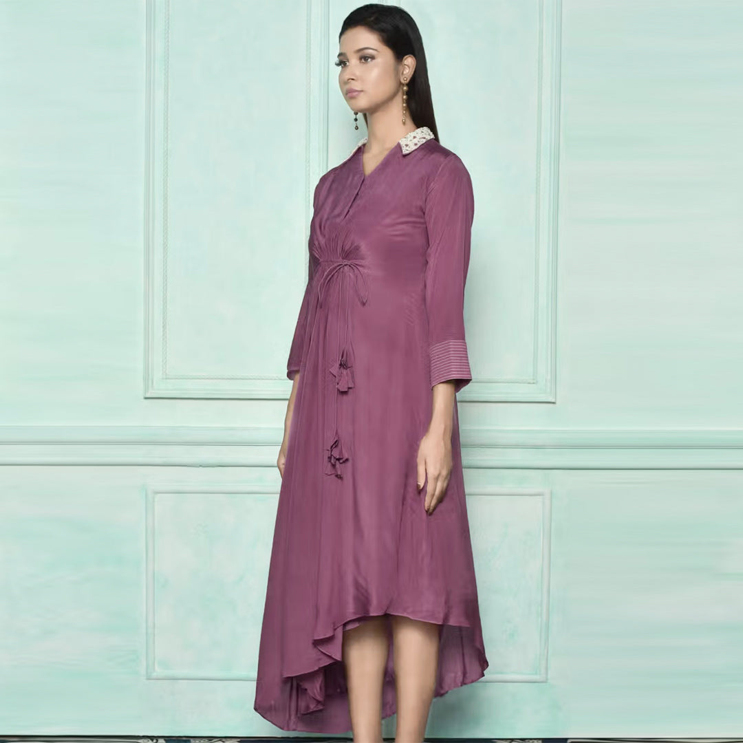 High low dress with embellished collarhigh low dress with embellished collar