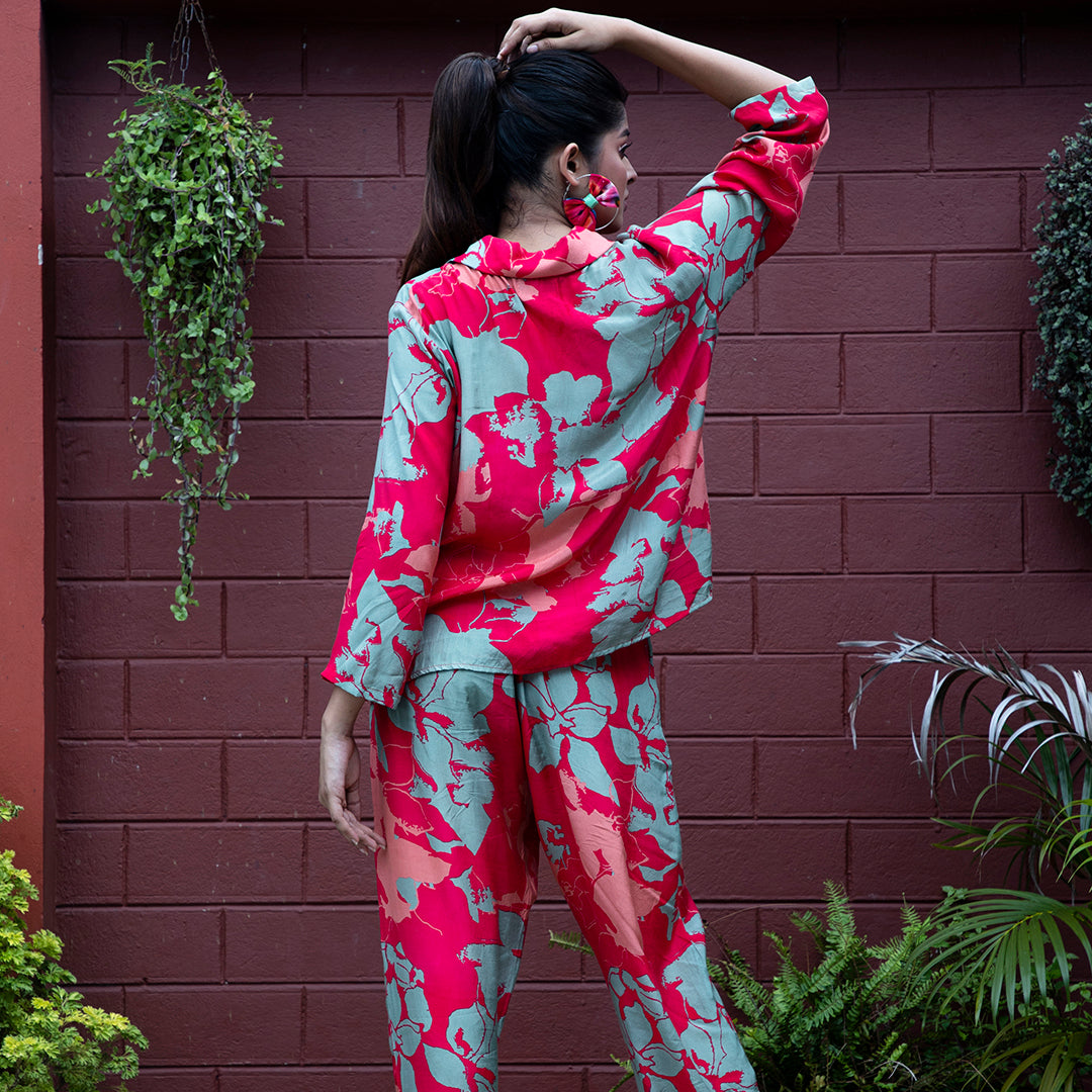 Red printed coordset
