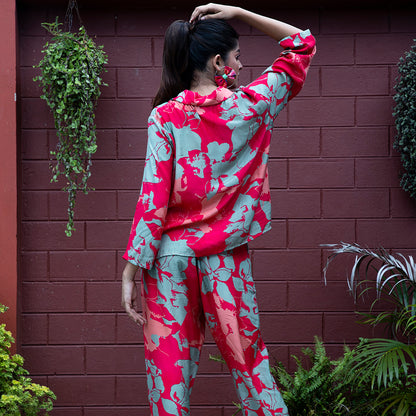 Red printed coordset