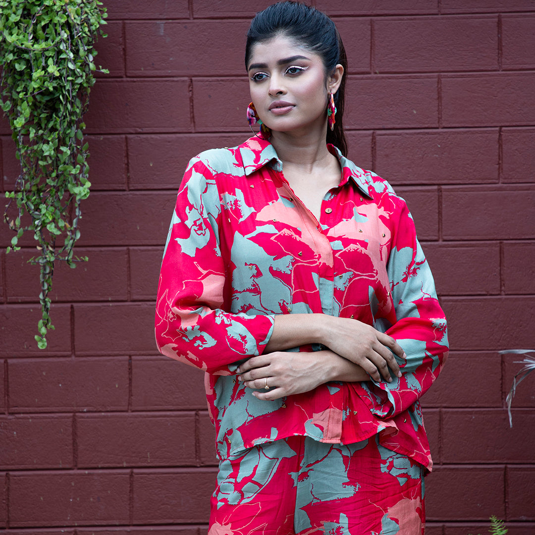 Red printed coordset