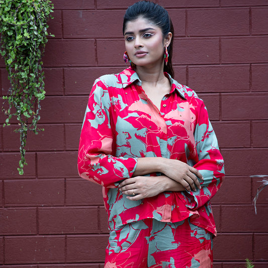 Red printed coordset