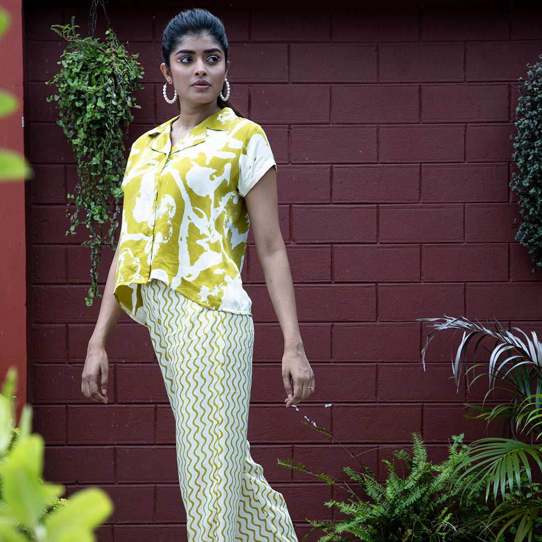 Green printed coordset