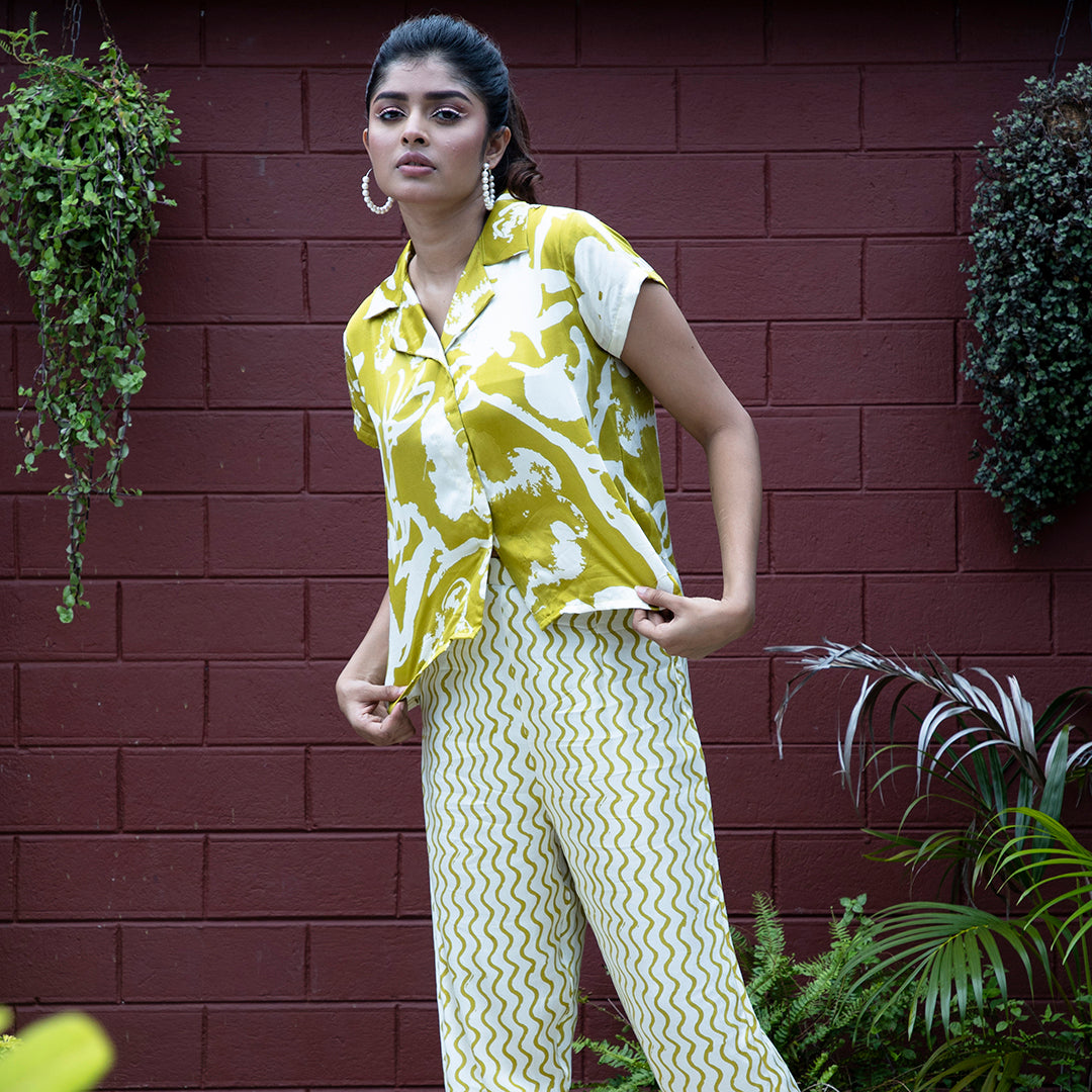 Green printed coordset