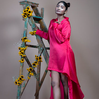 Pink short shirt dress