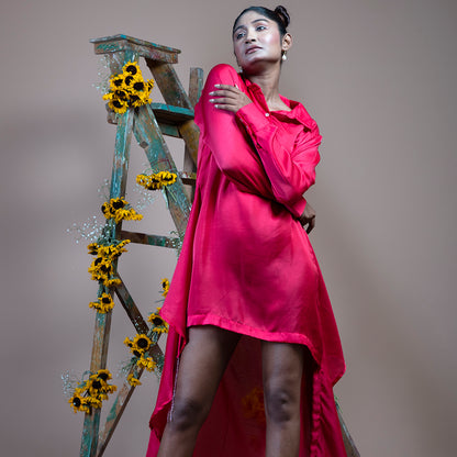 Pink short shirt dress