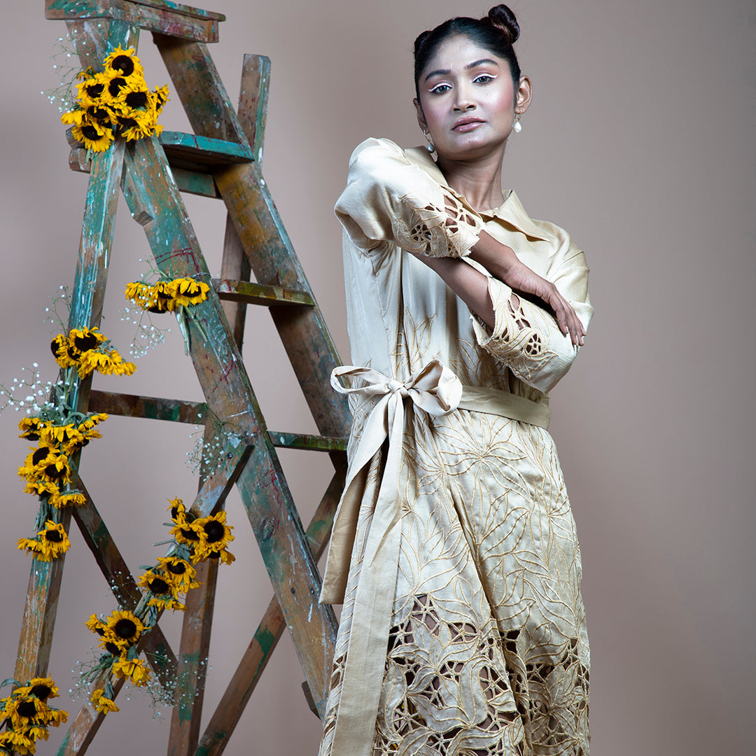 Golden cutwork dress