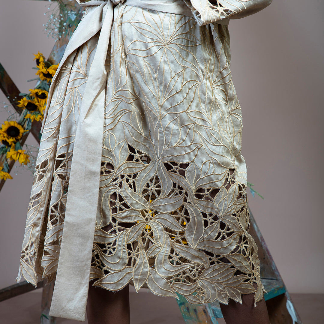 Golden cutwork dress