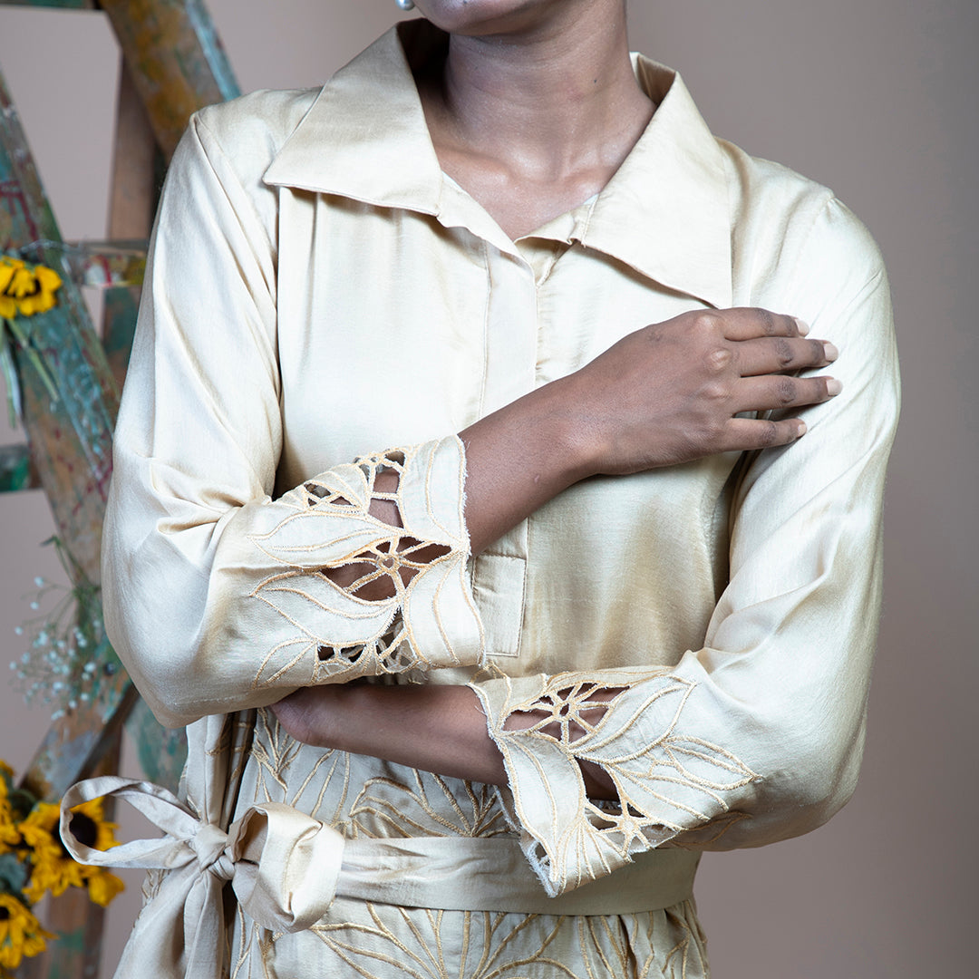 Golden cutwork dress