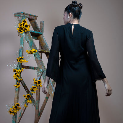 Black georgette drape dress