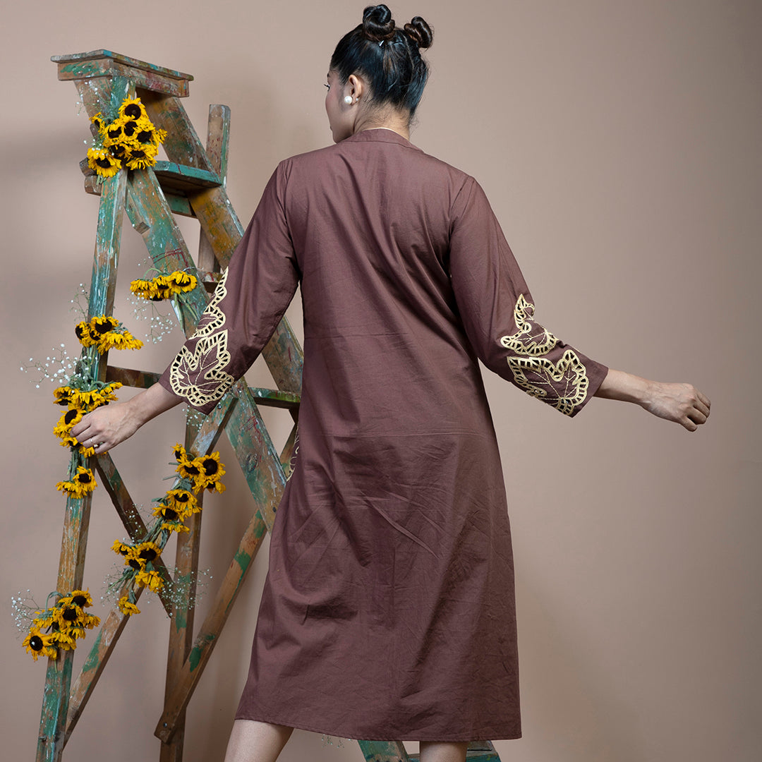 Brown cutwork dress