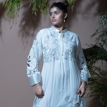 White flower cutwork dress