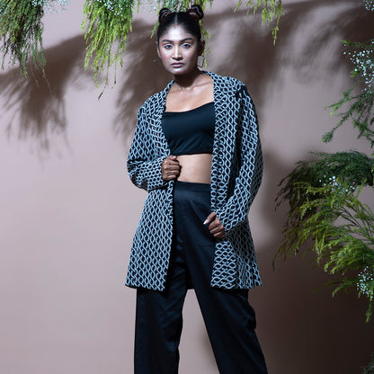 Black coord with cutwork jacket and pant
