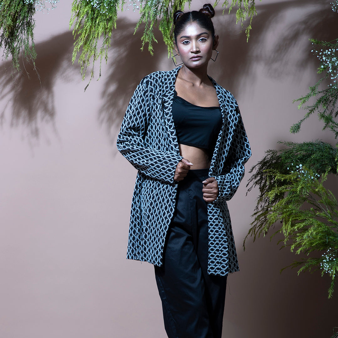 Black coord with cutwork jacket and pant