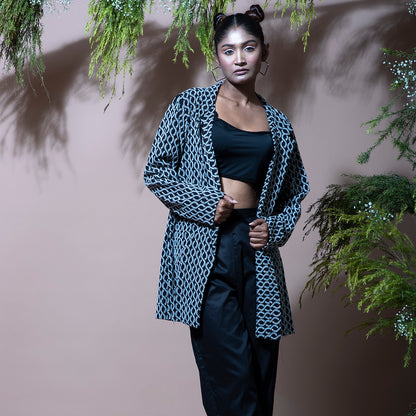 Black coord with cutwork jacket and pant