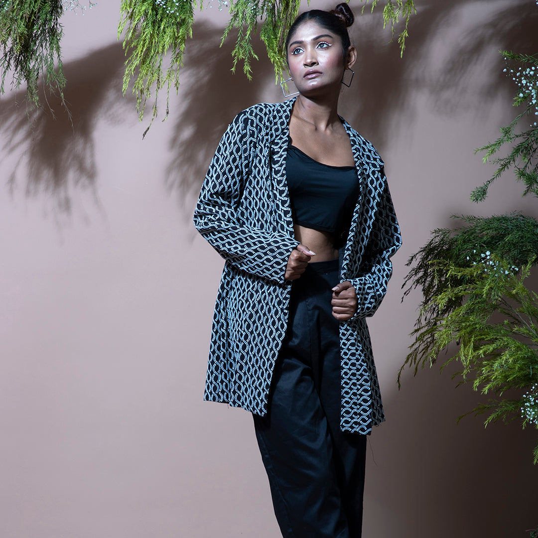 Black coord with cutwork jacket and pant