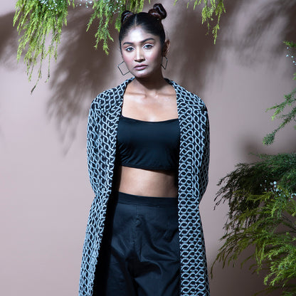 Black coord with cutwork jacket and pant