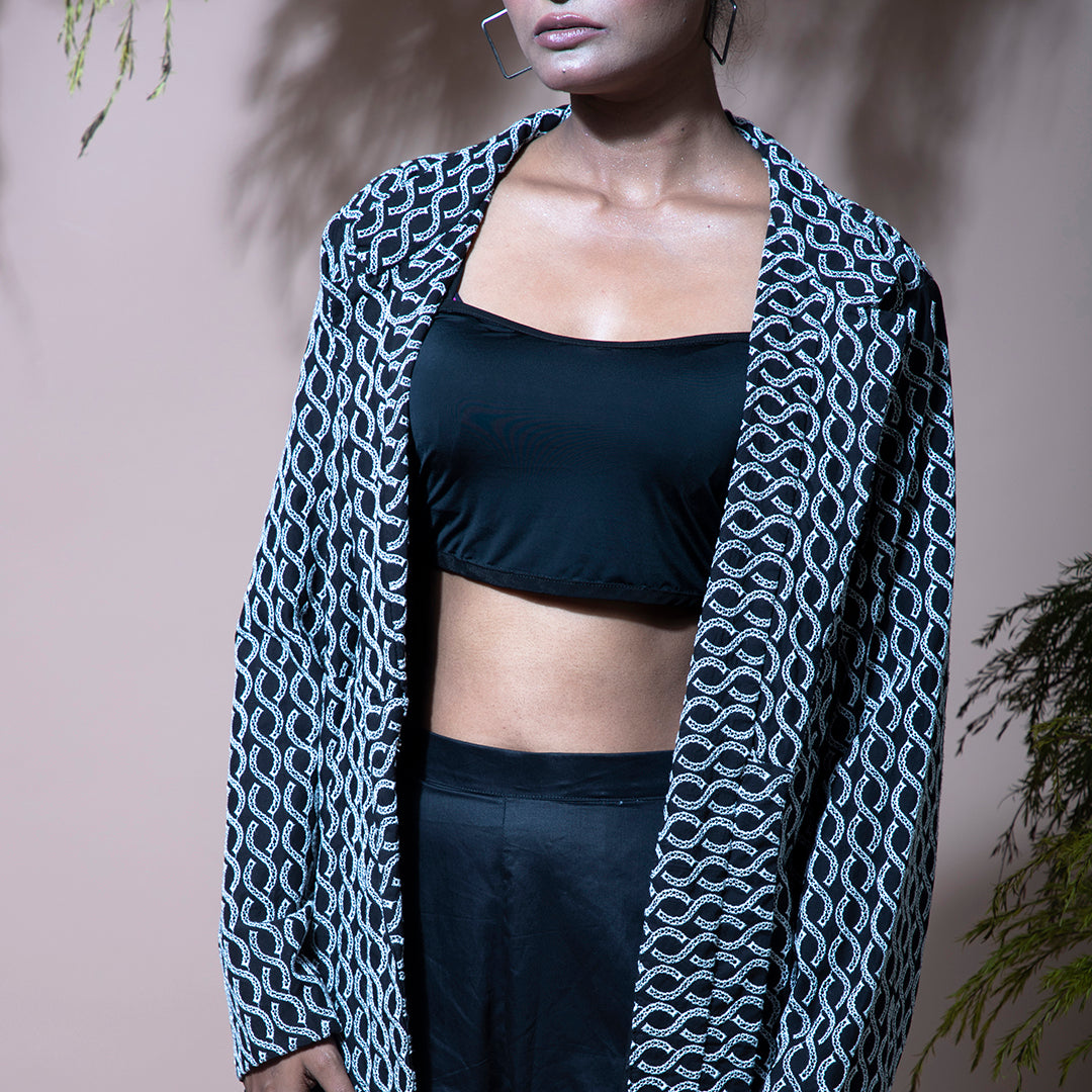 Black coord with cutwork jacket and pant