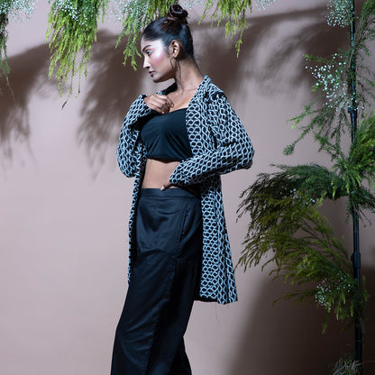 Black coord with cutwork jacket and pant