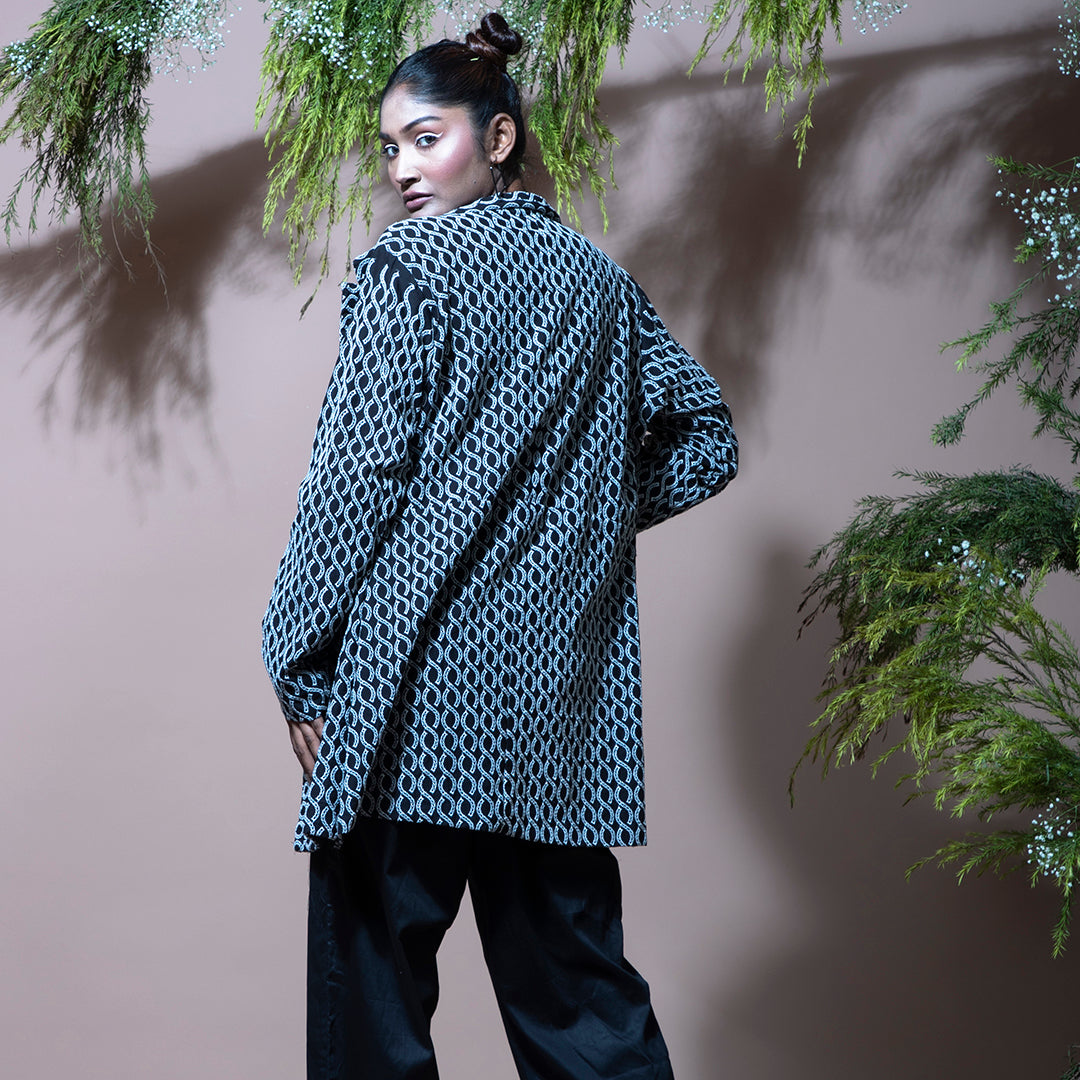 Black coord with cutwork jacket and pant