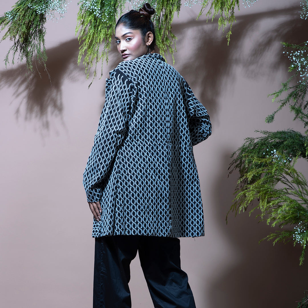 Black coord with cutwork jacket and pant