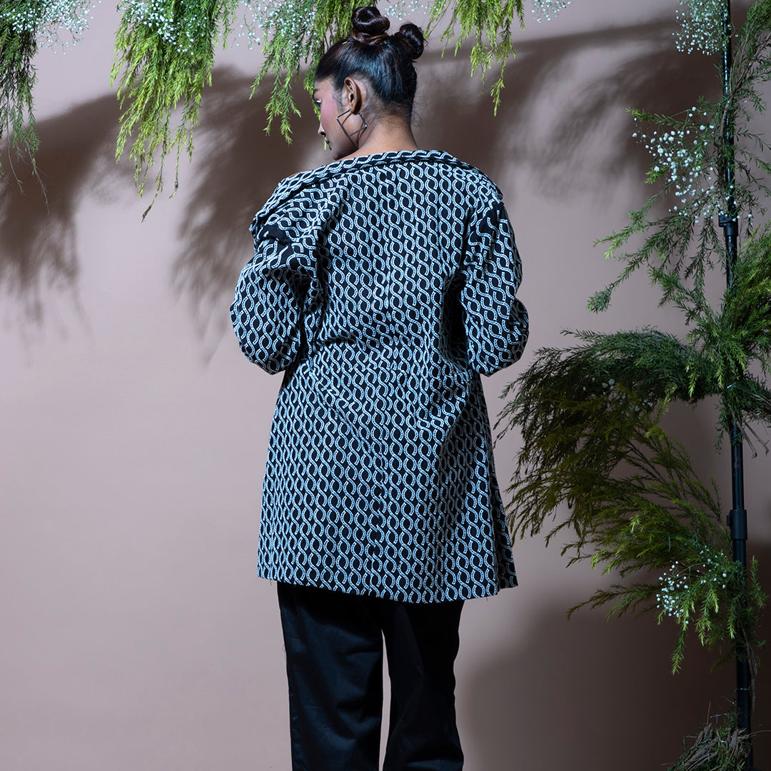Black coord with cutwork jacket and pant