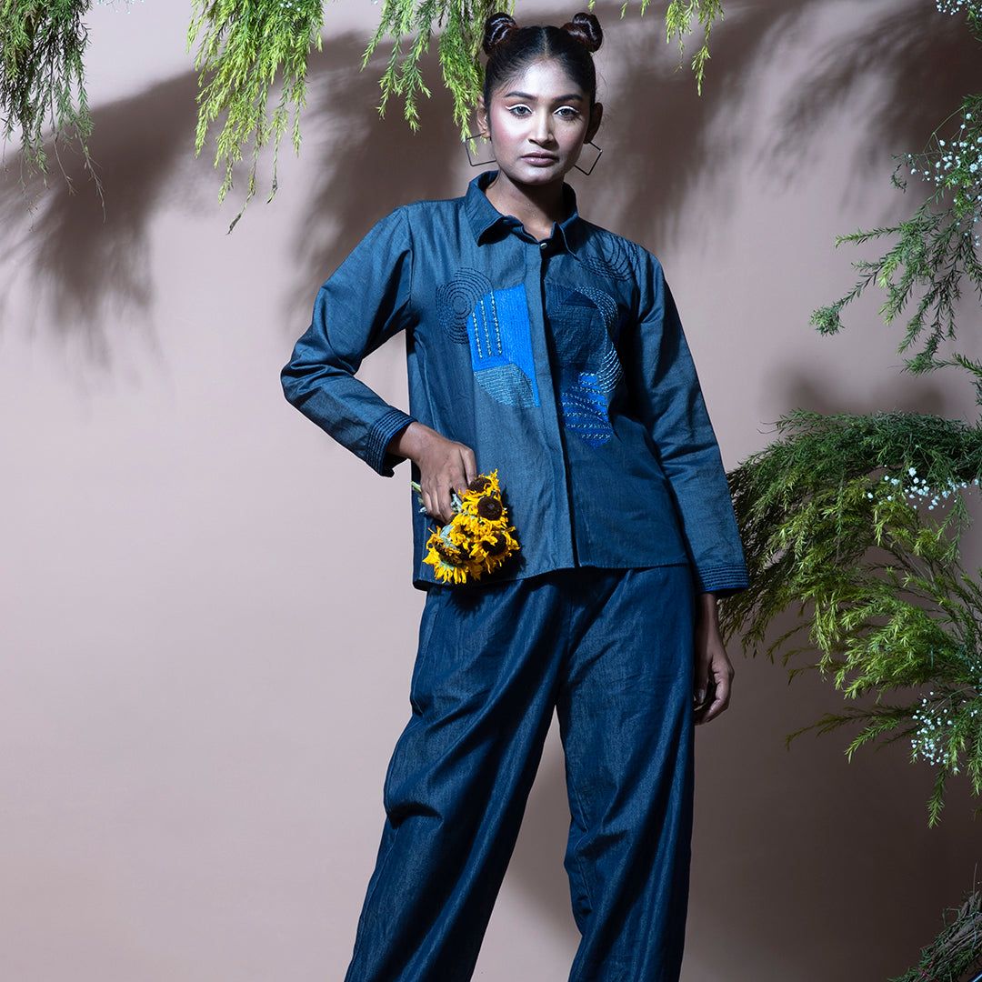Embroidery denim set
