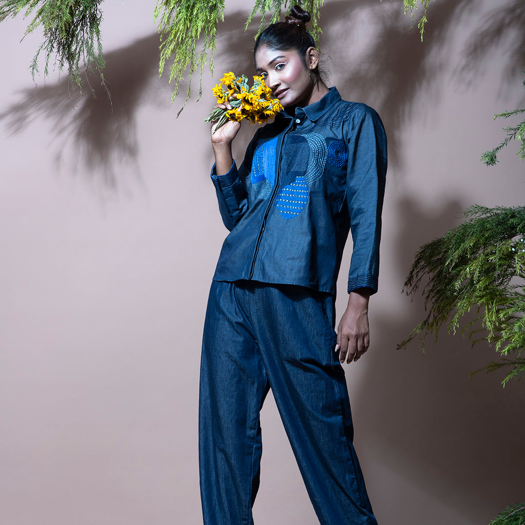 Embroidery denim set