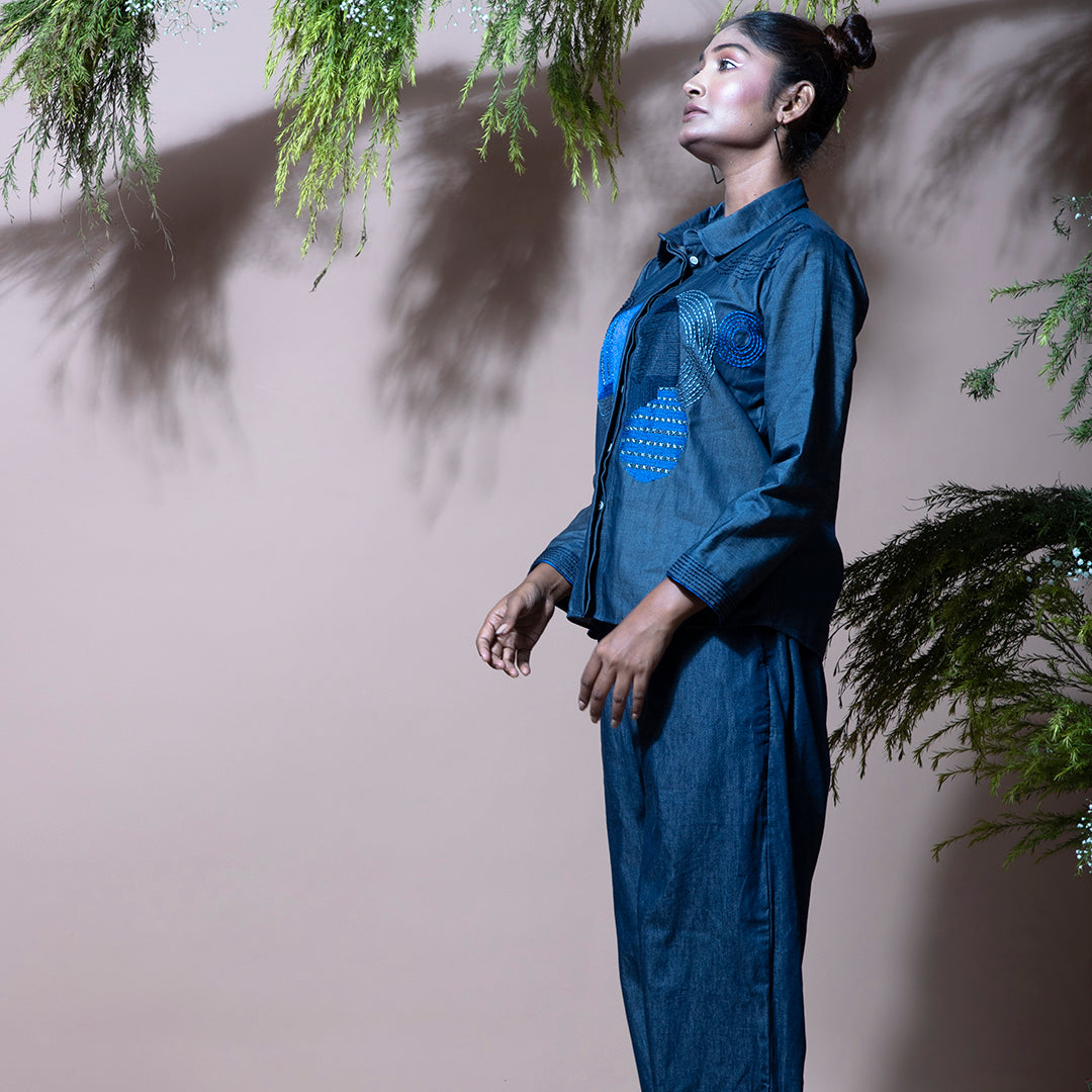 Embroidery denim set