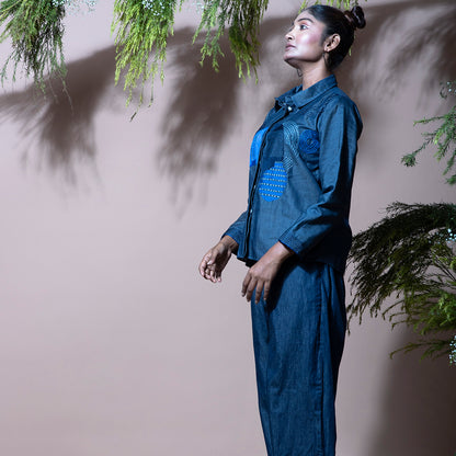 Embroidery denim set