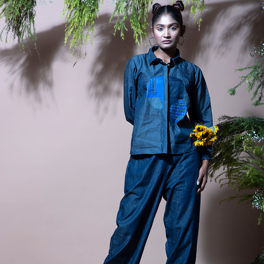Embroidery denim set