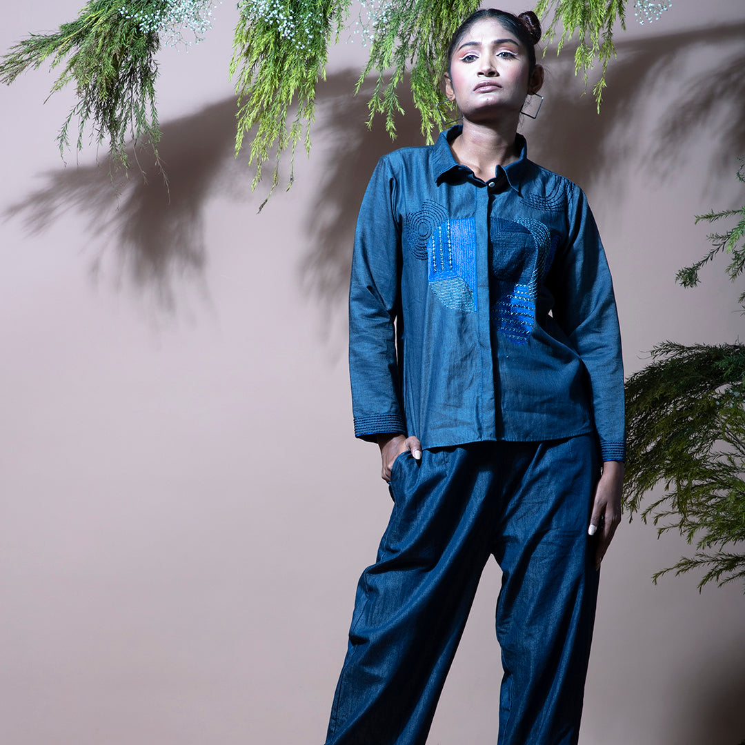 Embroidery denim set