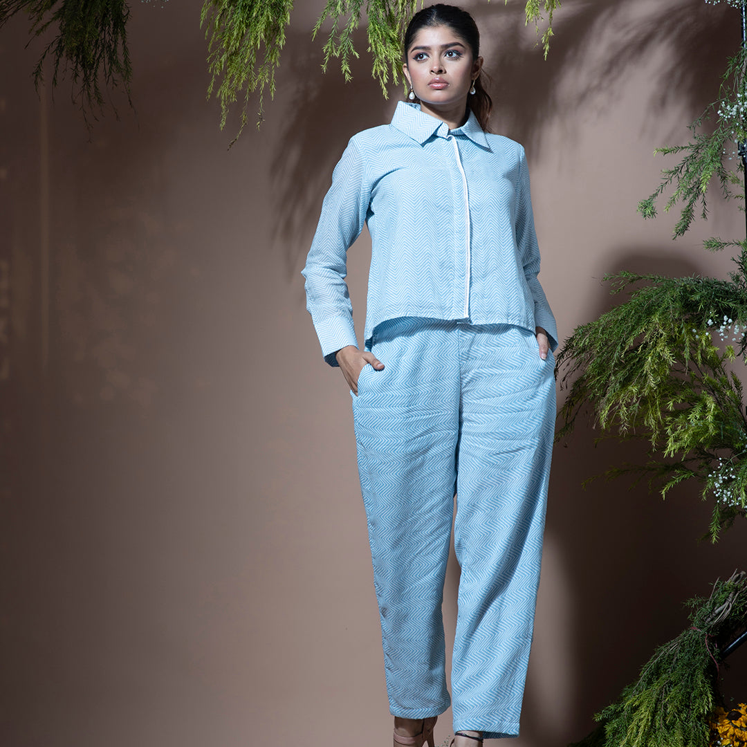 Blue printed coordset