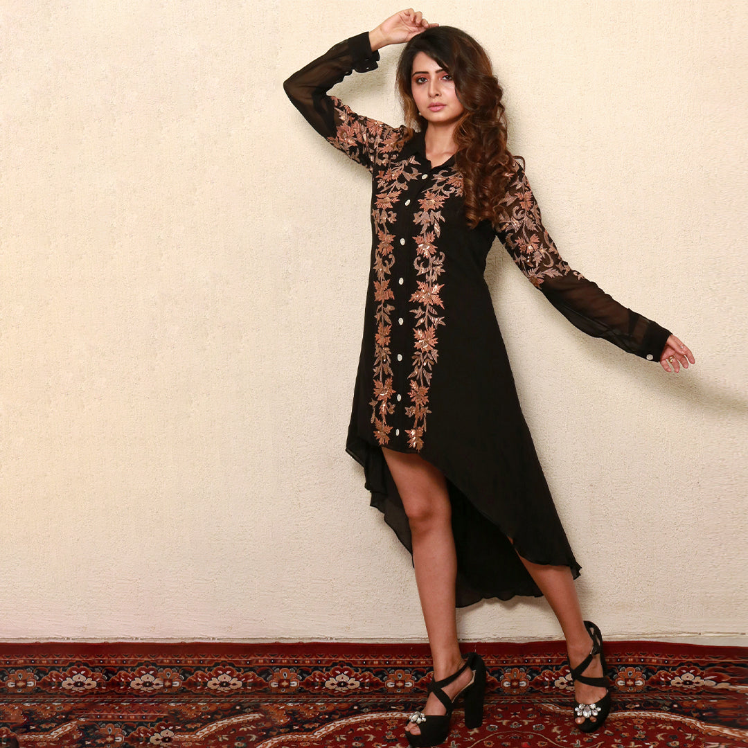 Embroidery shirt dress