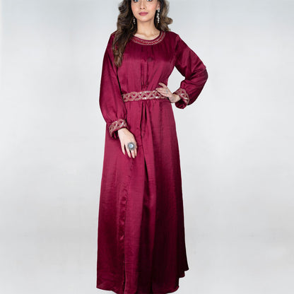 Full length party dress with hand embroidery